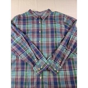 Chaps‎ Easy Care Men’s Size 2XL Blue Plaid Long Sleeve Button Up Shirt